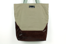 Geräumiger Shopper aus Canvas und Rindsleder - 0322