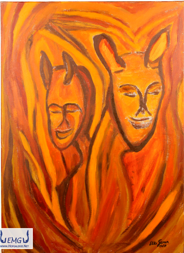 Elke M. Geenen - Maske und Faun Acryl auf Leinwand, 50 x 70 cm